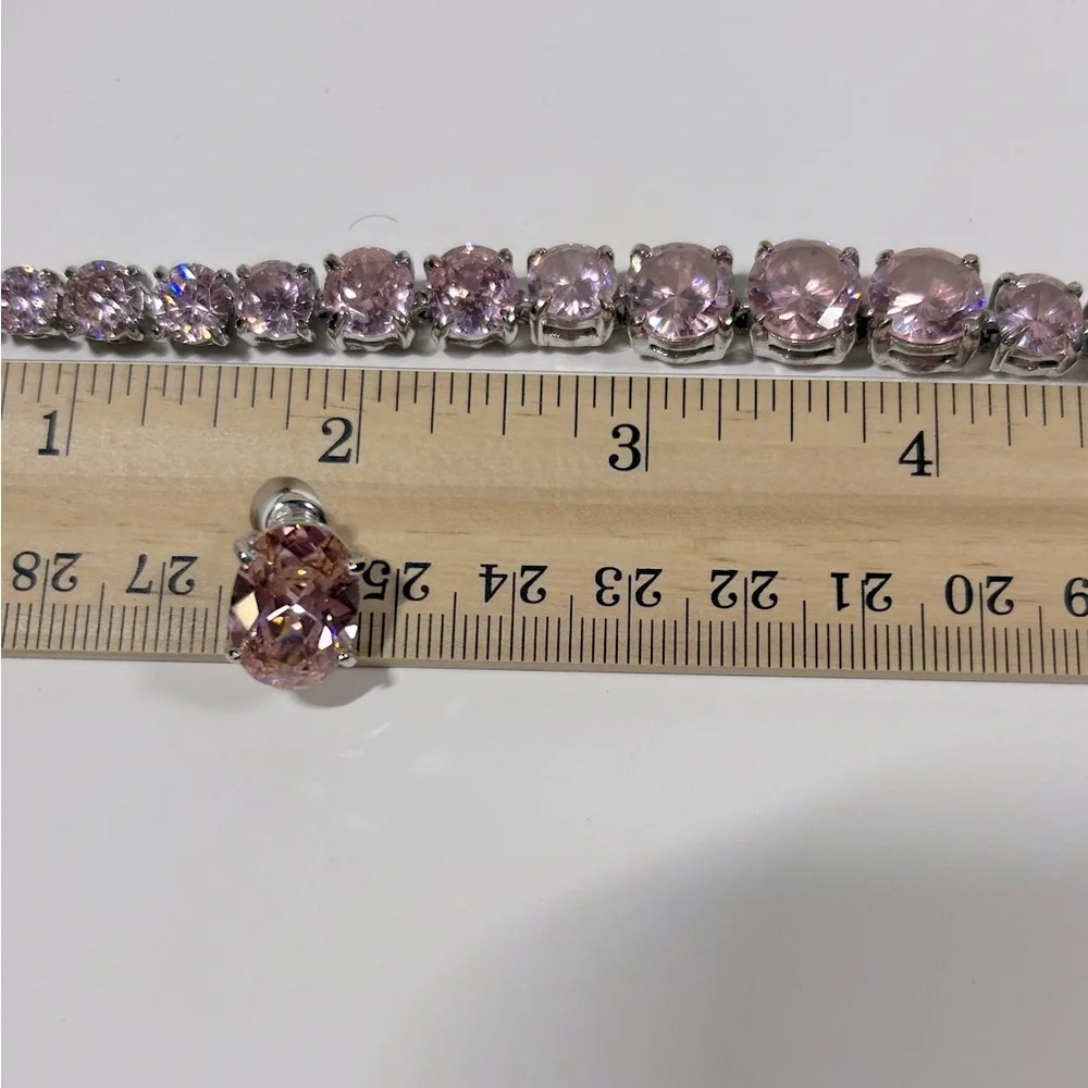 Jewelry set with pink stones - Picture 1 of 8